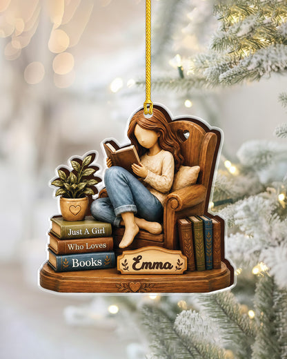 Personalized Black Woman Reading On Chair Acrylic Ornament