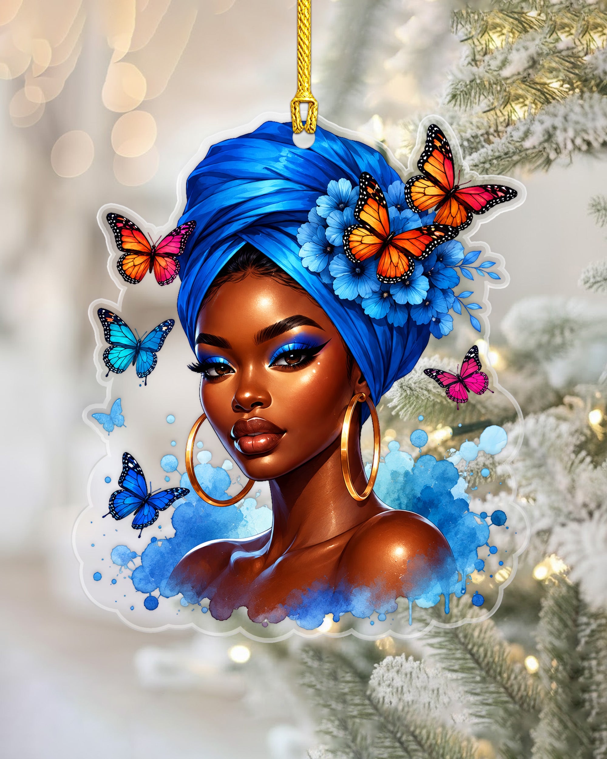 Royal Melanin Ornament - Black Woman Holiday Tree Decor