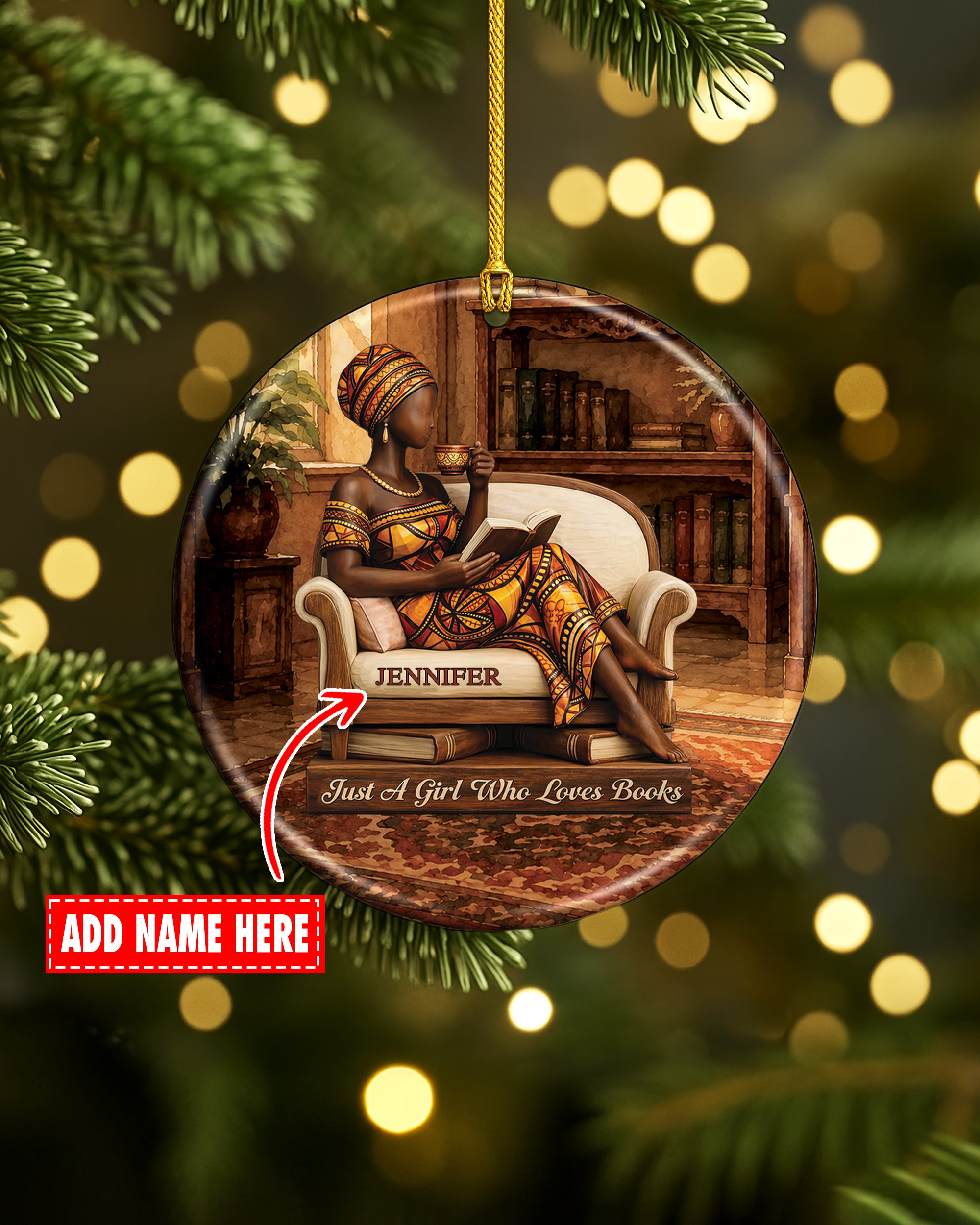 Black Woman Book Lover Christmas Ornament – Just A Girl Who Reads