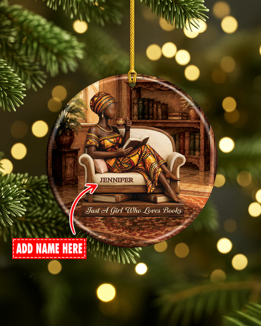 Black Woman Book Lover Christmas Ornament – Just A Girl Who Reads