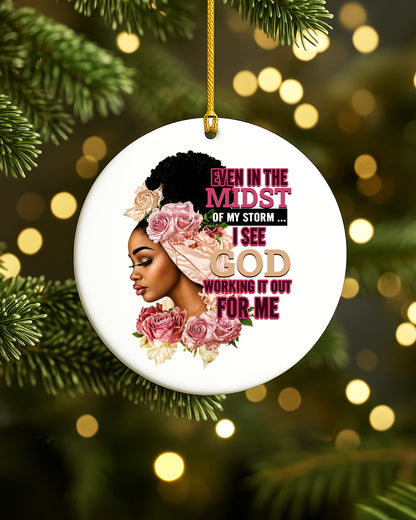 Black Woman God’s Promise Christmas Ornament, Faith & Grace Ceramic Ornament