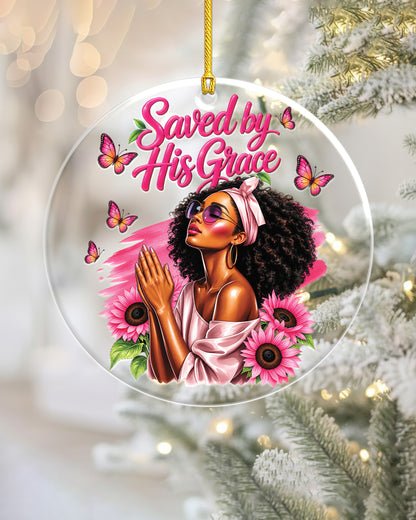 Black Woman Saved By His Grace Acrylic Ornament