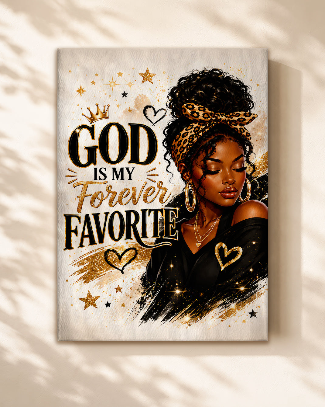 God Is My Forever Favorite Canvas Wall Art - Black Christian Home Decor