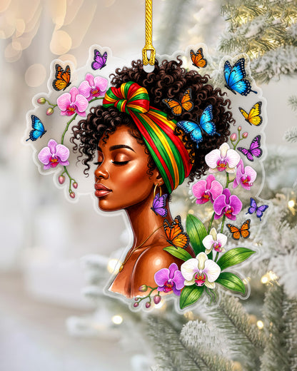 Black Beauty Ornament - Natural Hair Woman Christmas Tree Decoration