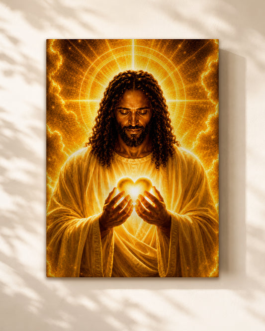 Black Jesus Canvas Wall Art - African American Christian Wall Decor