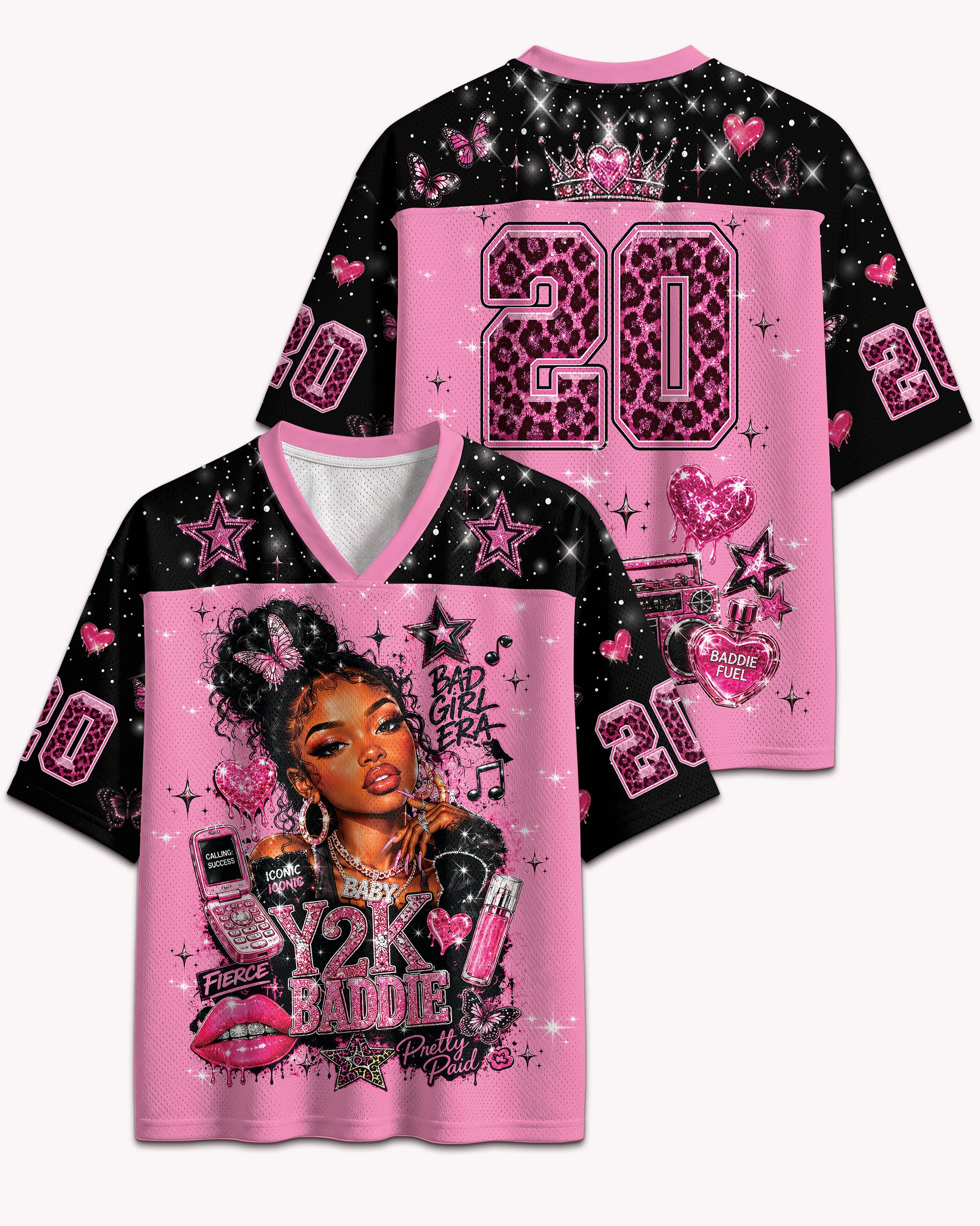 Y2K Black Girl Baddie Football Jersey – Pink Aesthetic