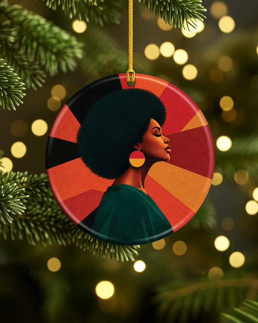 Black Queen Natural Hair Ornament - African American Christmas Keepsake