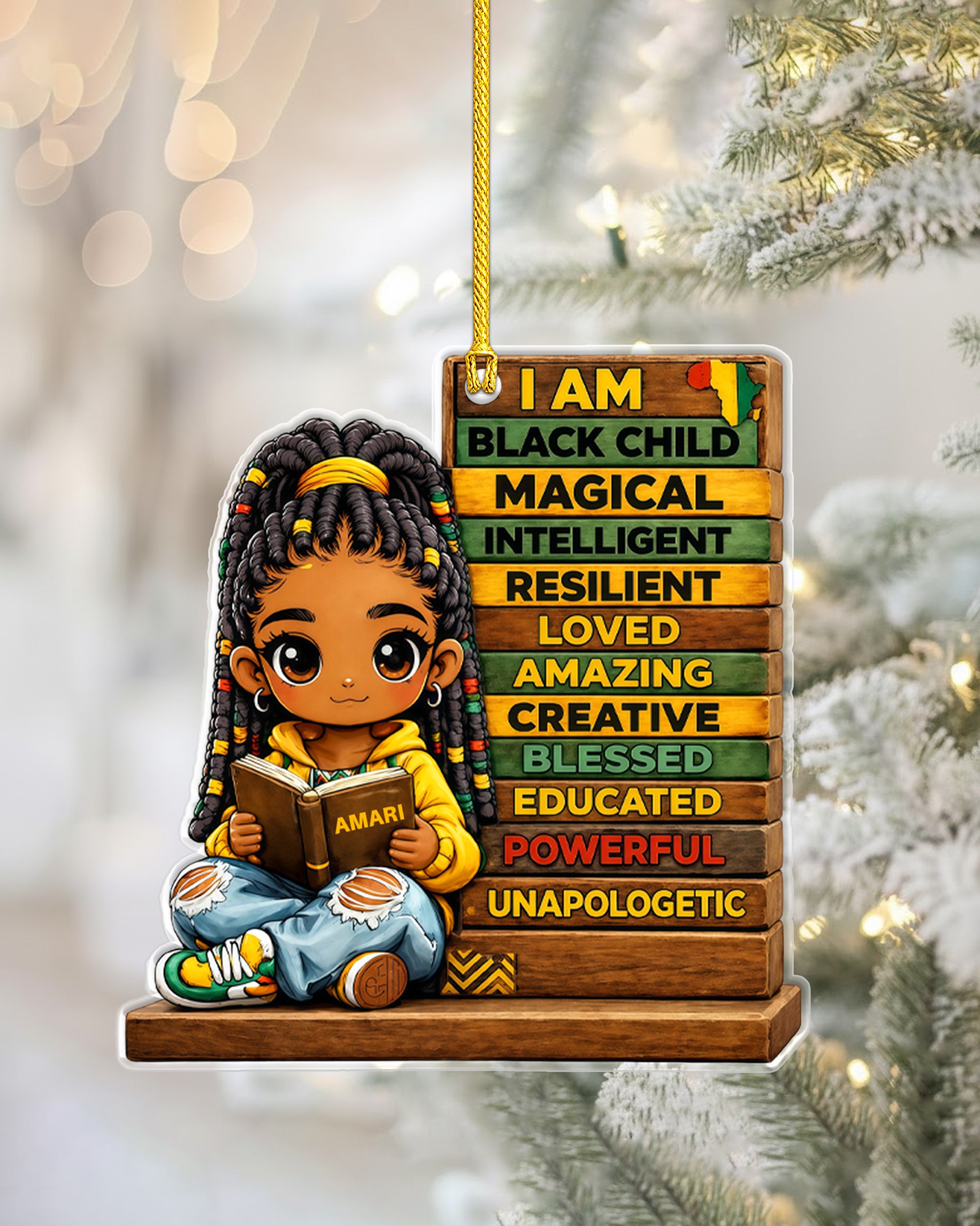 Personalized I Am Black Child Educational Acrylic Ornament