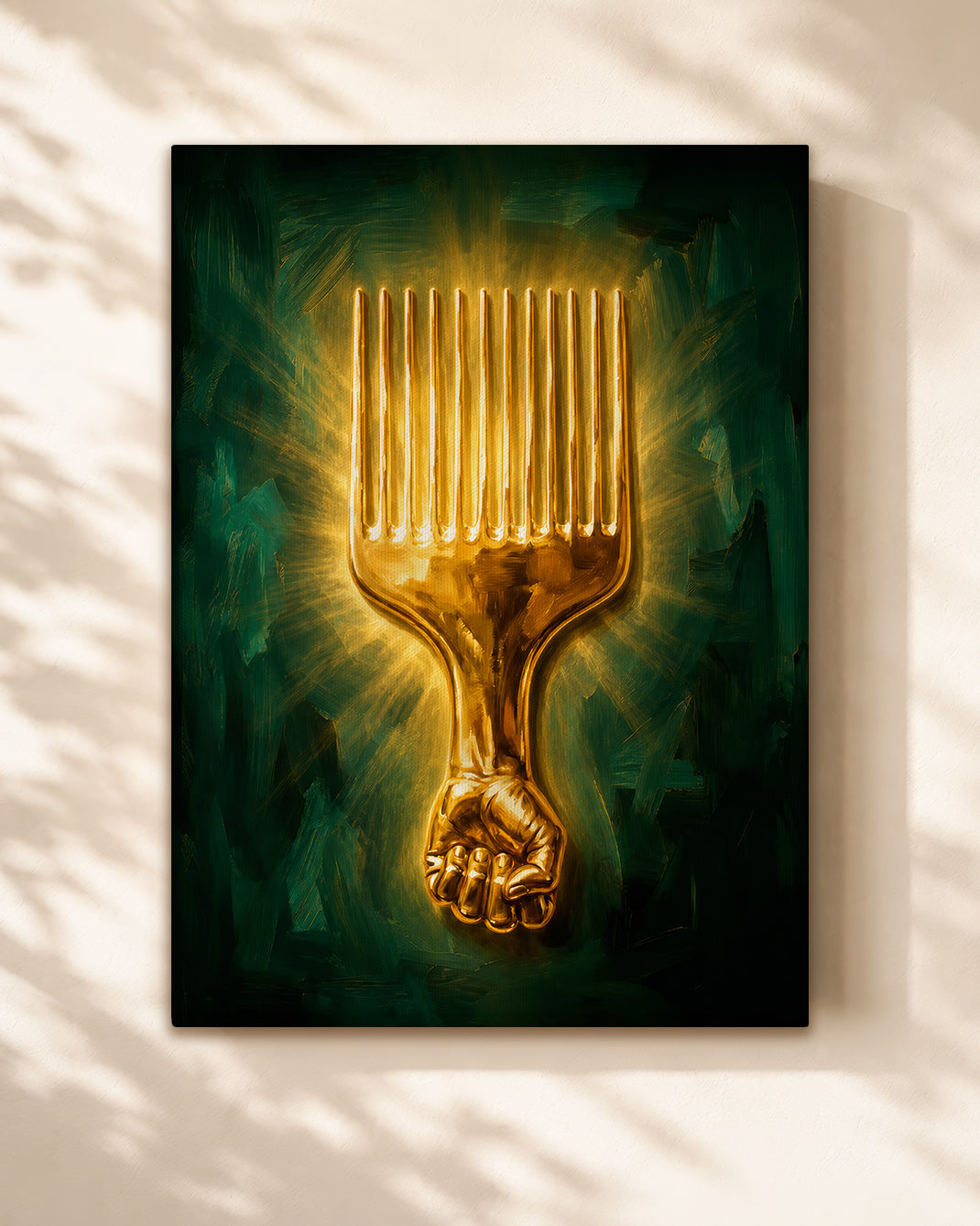 Black Power Afro Pick Canvas Wall Art - Black Pride Home Decor