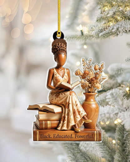 Black Educated Powerful Woman Reading Acrylic Ornament