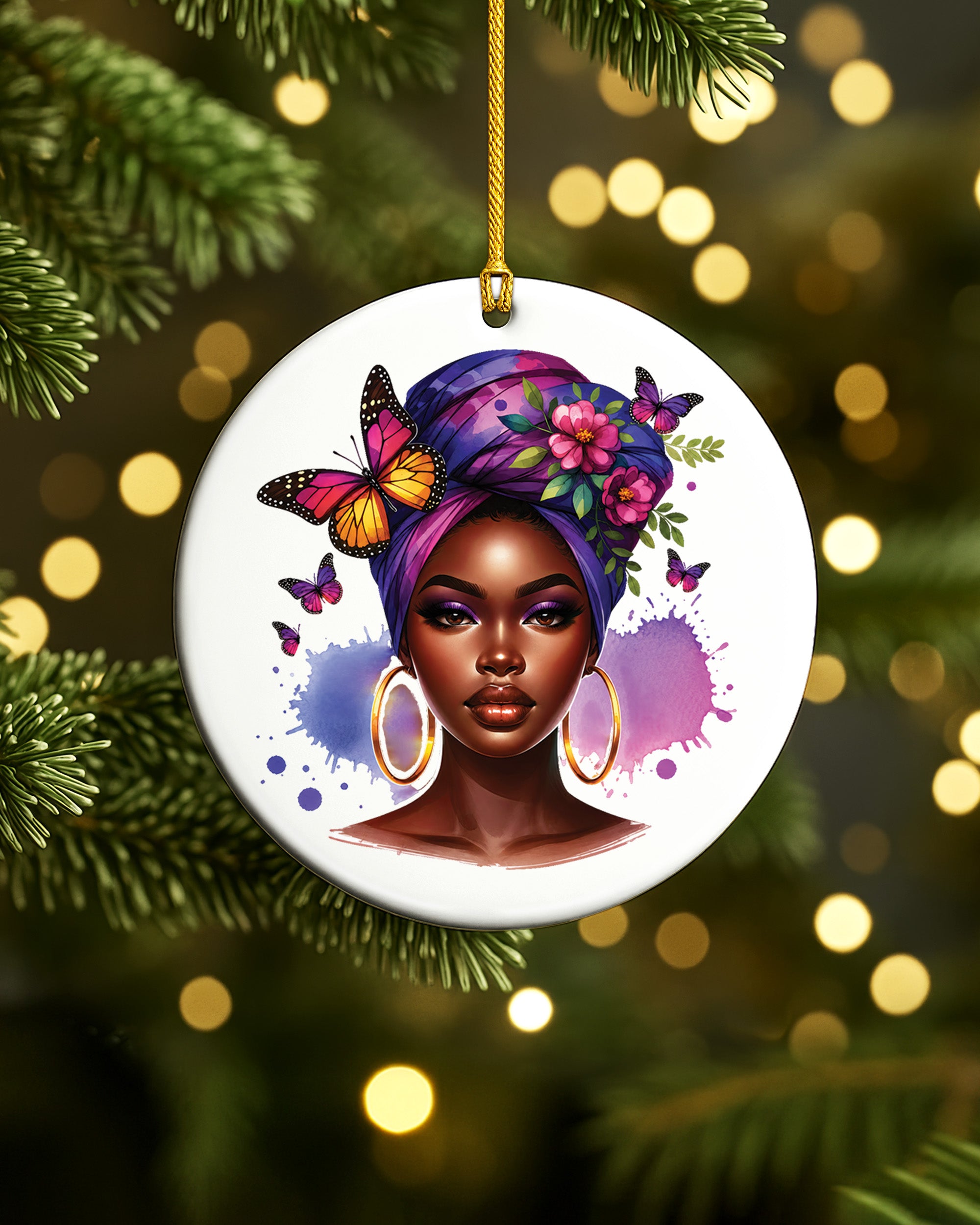 Black Queen Heritage Ornament - African American Woman Christmas Ornament