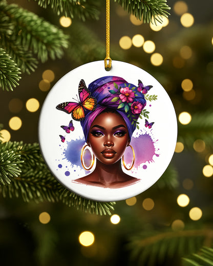 Black Queen Heritage Ornament - African American Woman Christmas Ornament