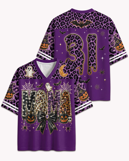 Black Culture Halloween MAMA Football Jersey – Purple Leopard Spooky Streetwear