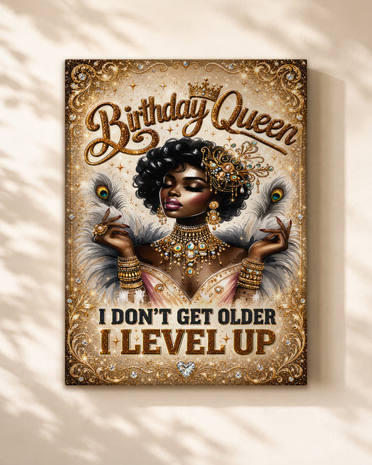 Royal Birthday Queen Canvas - Black Beauty Celebration Artwork