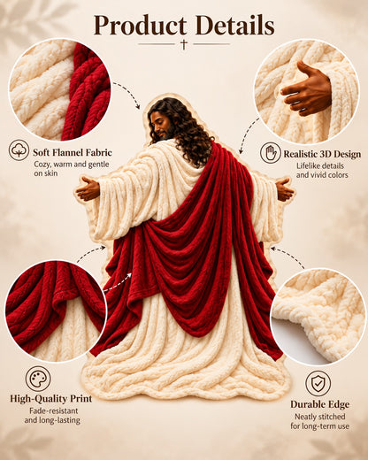 Black Jesus 3D Hugging Blanket – Christian Faith Comfort Gift