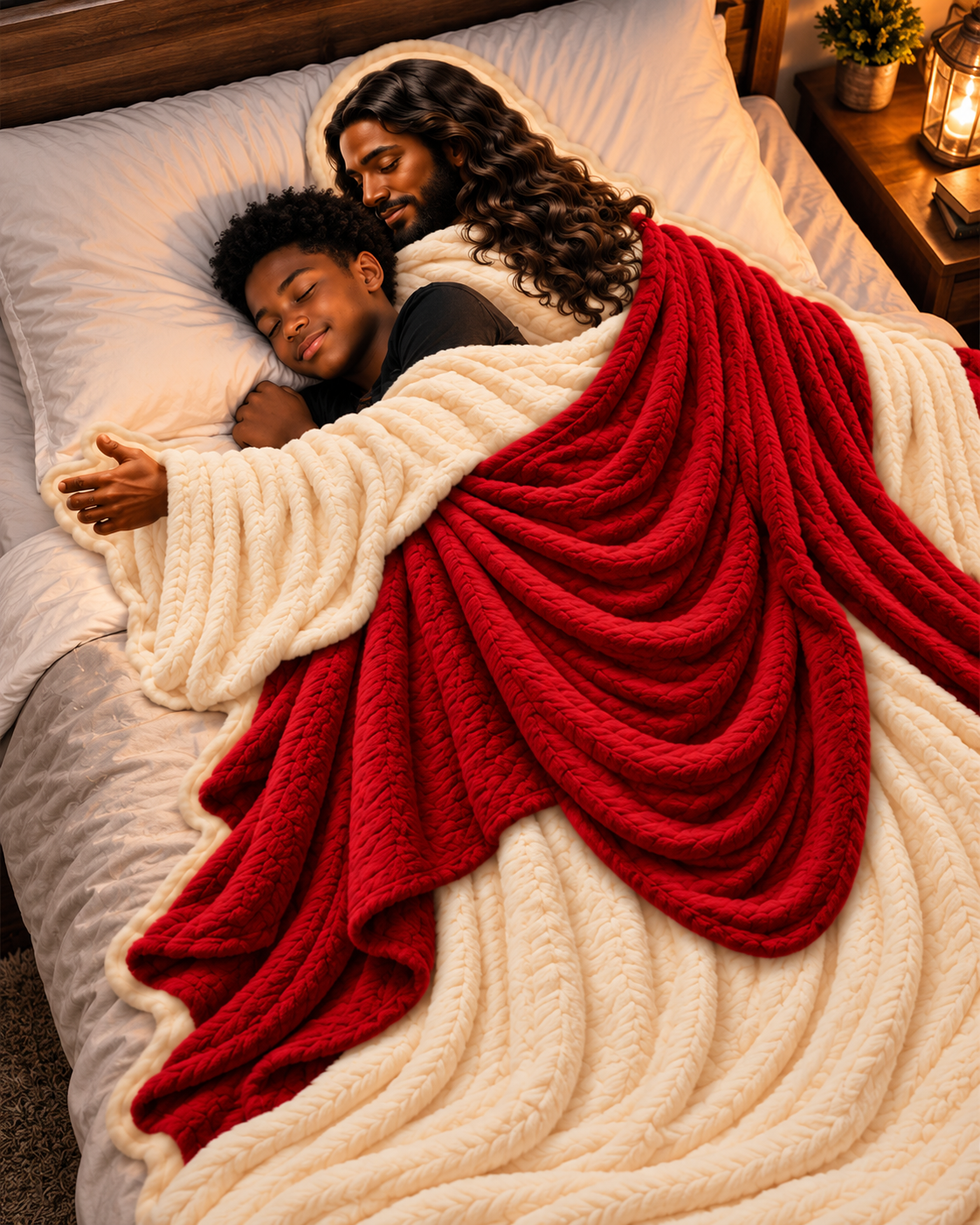 Black Jesus 3D Hugging Blanket – Christian Faith Comfort Gift