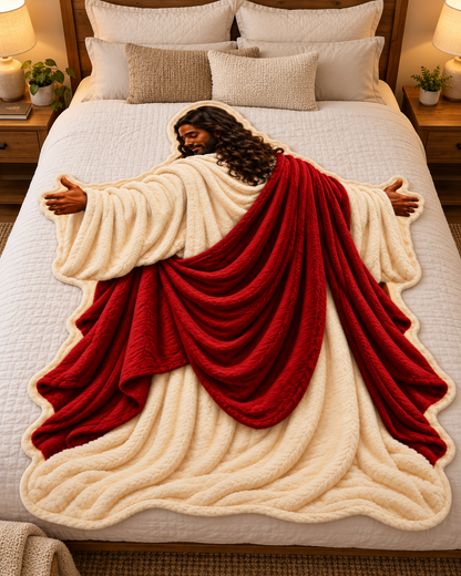 Black Jesus 3D Hugging Blanket – Christian Faith Comfort Gift