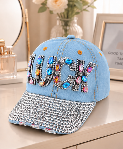 Blue Denim Rhinestone Cap – Empower Black Culture, Bold Style