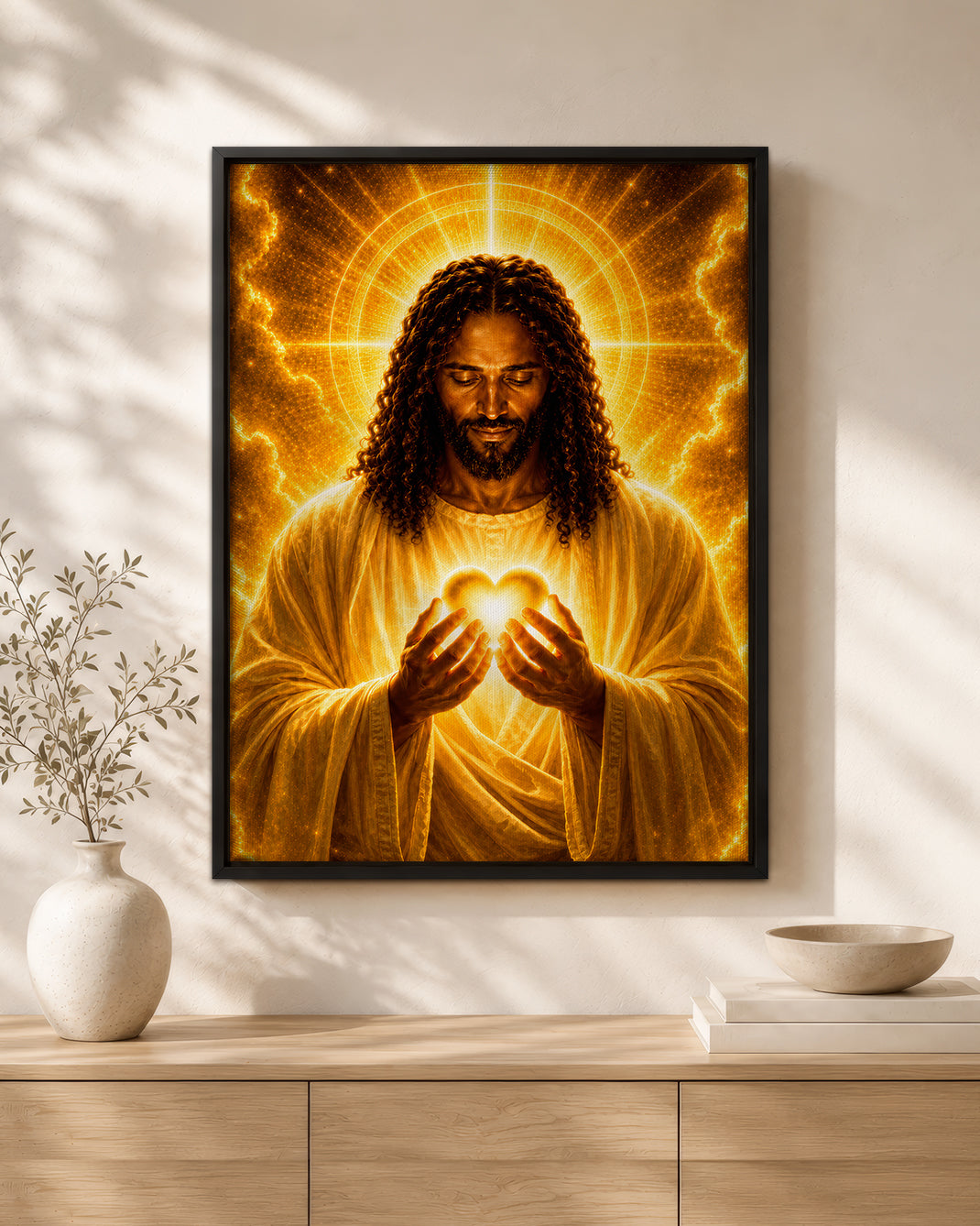 Black Jesus Canvas Wall Art - African American Christian Wall Decor
