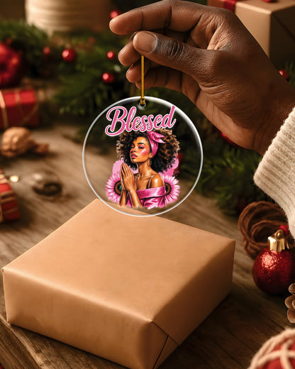 Blessed Black Woman Praying Acrylic Ornament