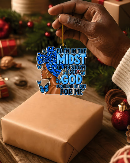 African American Christmas Ornament, Black Woman Faith Acrylic Holiday Decor