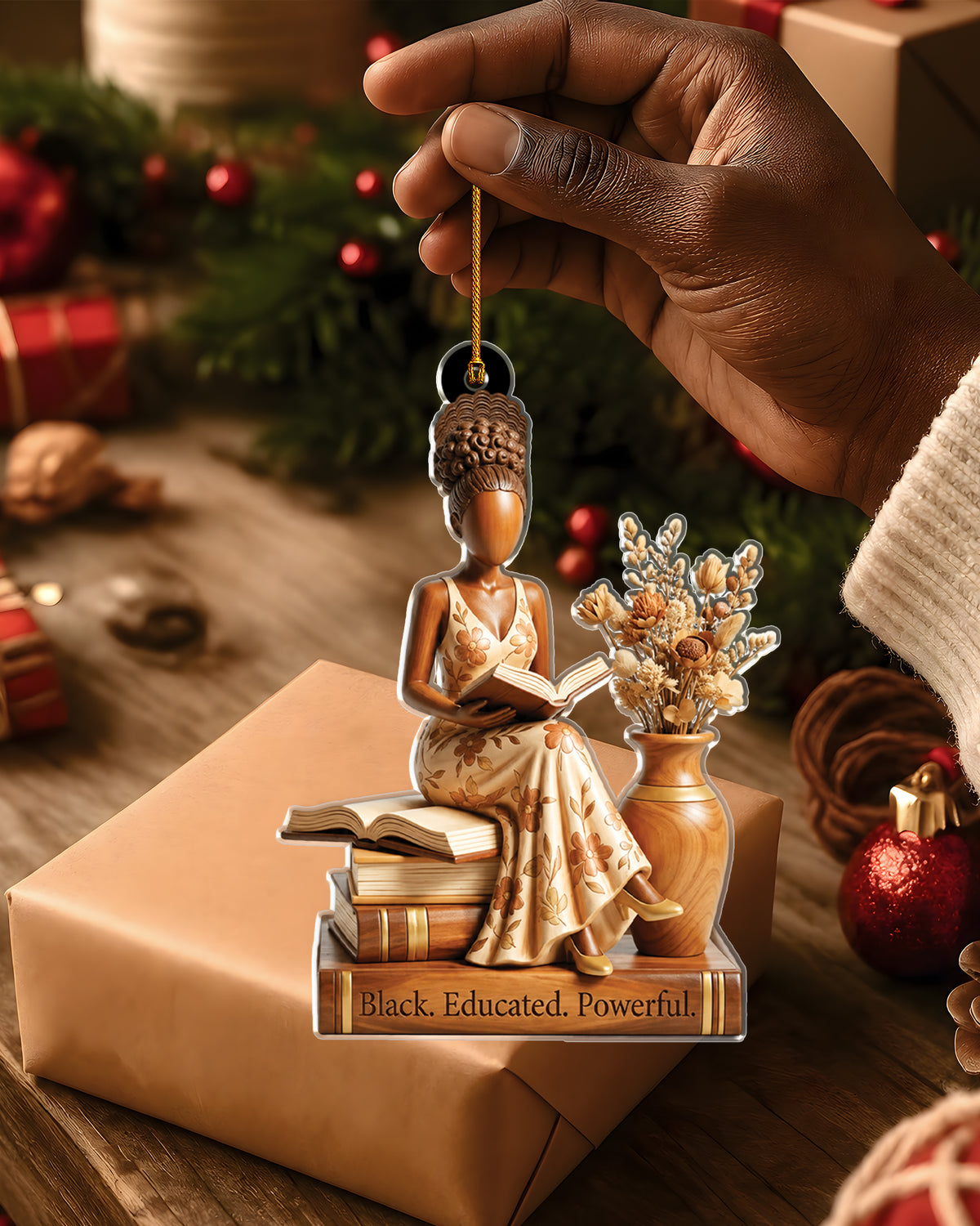 Black Educated Powerful Woman Reading Acrylic Ornament