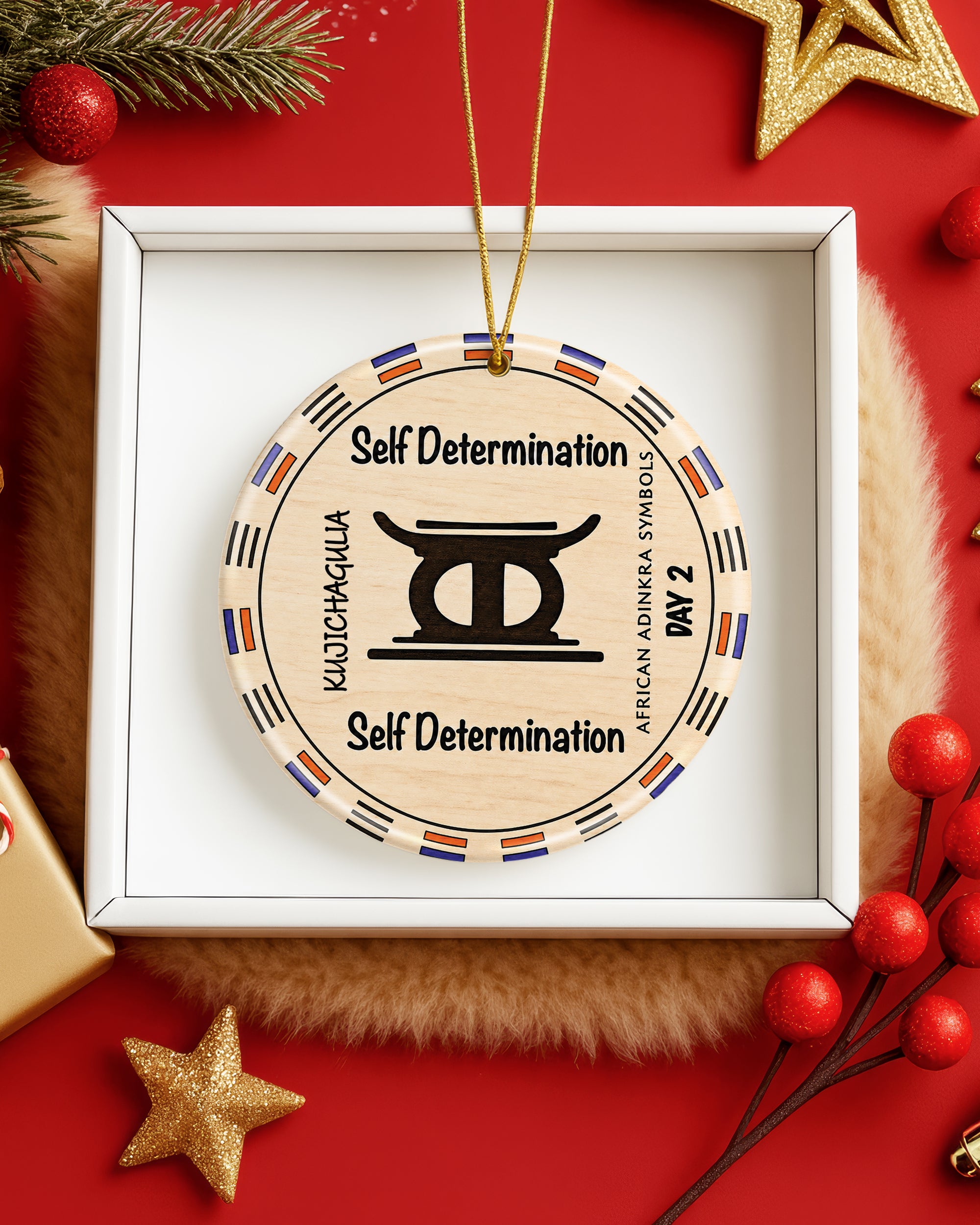Self Determination Adinkra Ornament - African Heritage Christmas Decoration