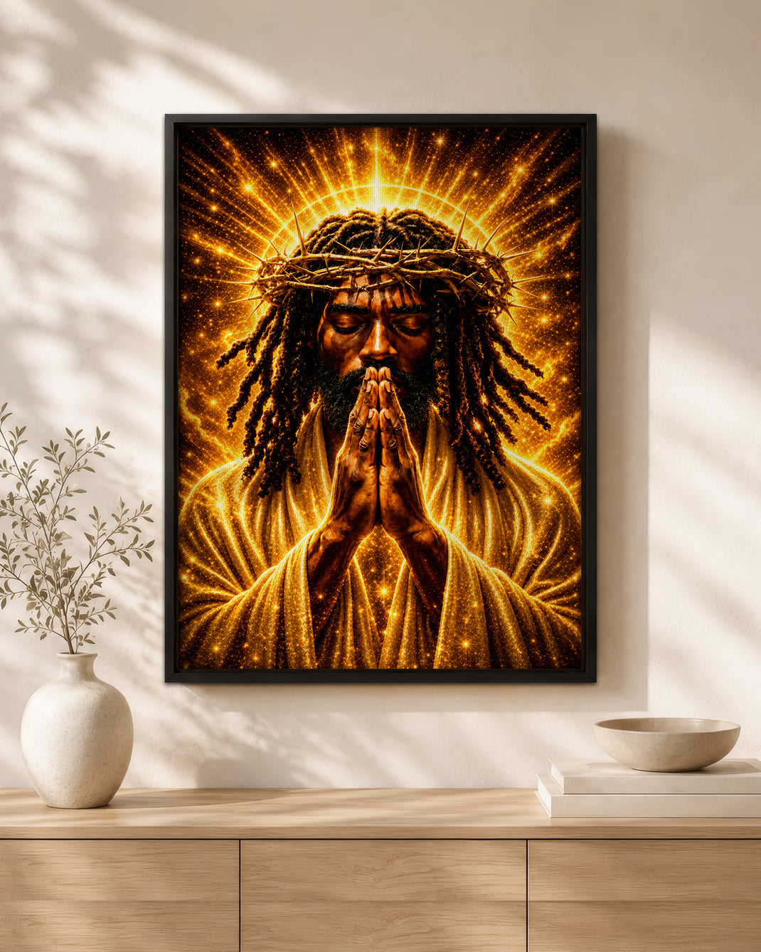 Black Faith Prayer Wall Art Canvas - Christian Inspirational Home Decor