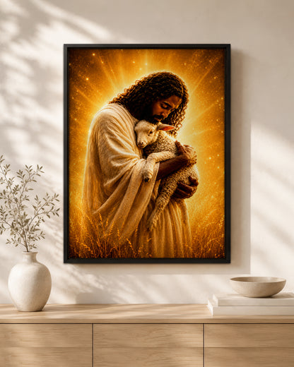 Black Jesus The Good Shepherd Canvas - African American Christian Wall Art