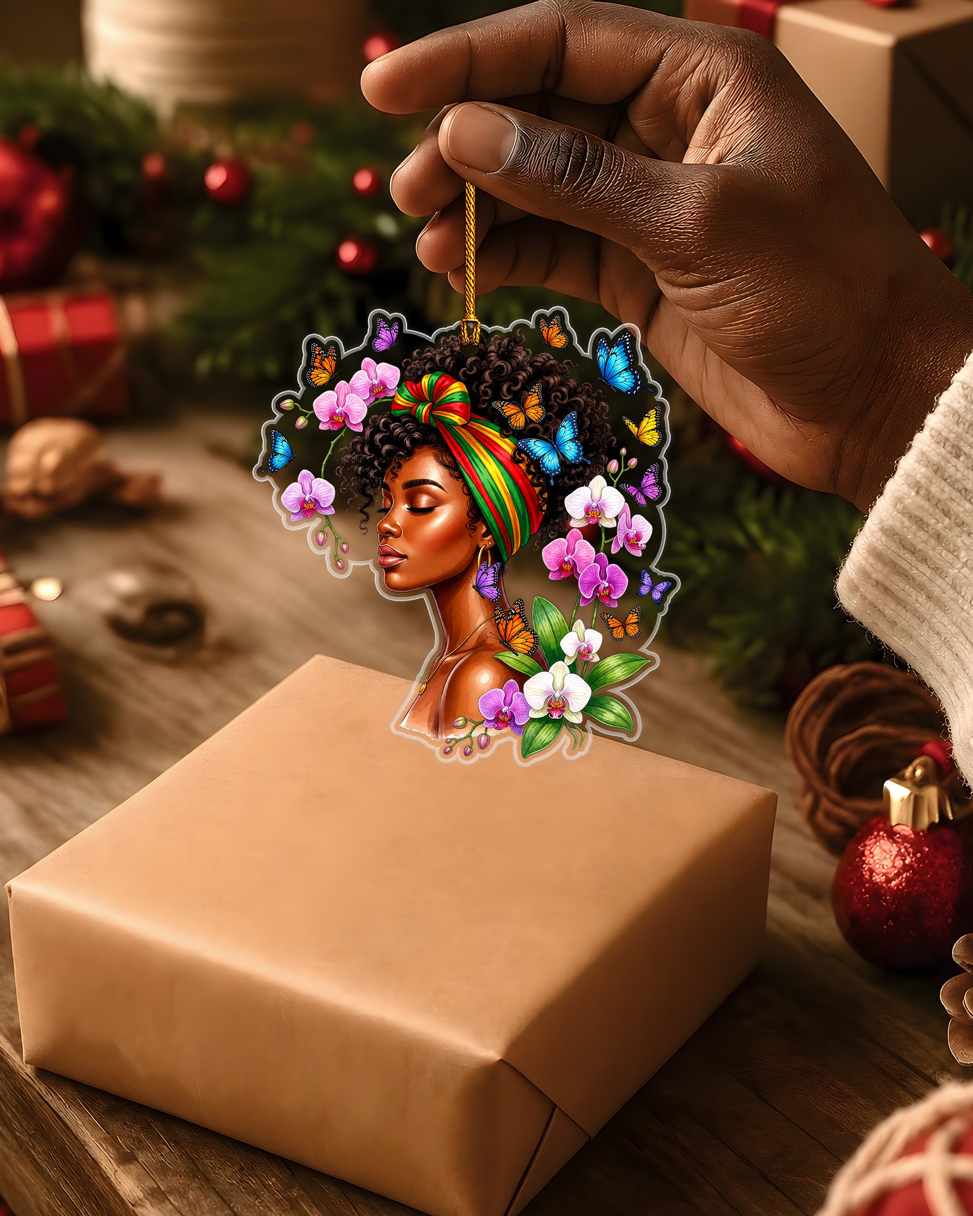Black Beauty Ornament - Natural Hair Woman Christmas Tree Decoration