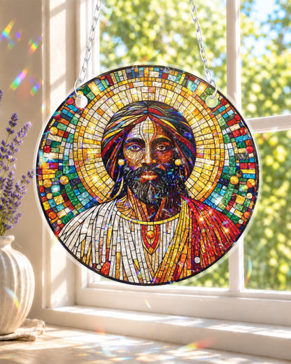 Black Jesus Stained Suncatcher Christian Window Decor