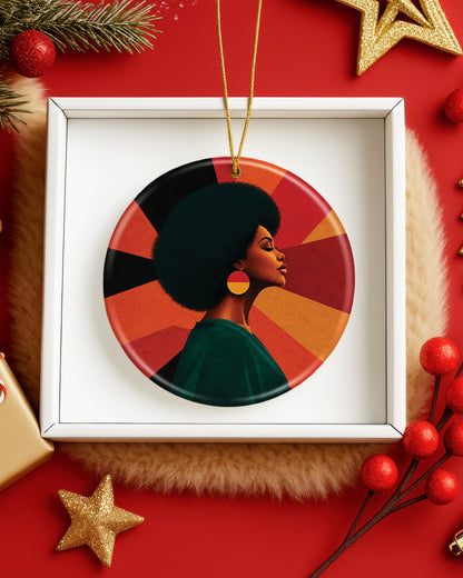 Black Queen Natural Hair Ornament - African American Christmas Keepsake