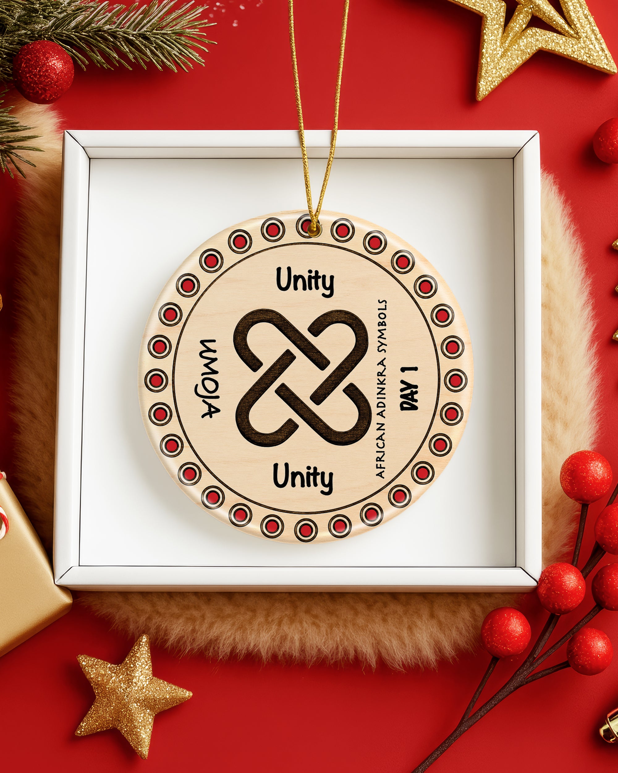African Adinkra Symbols Ornament - Black Heritage Christmas Ornament