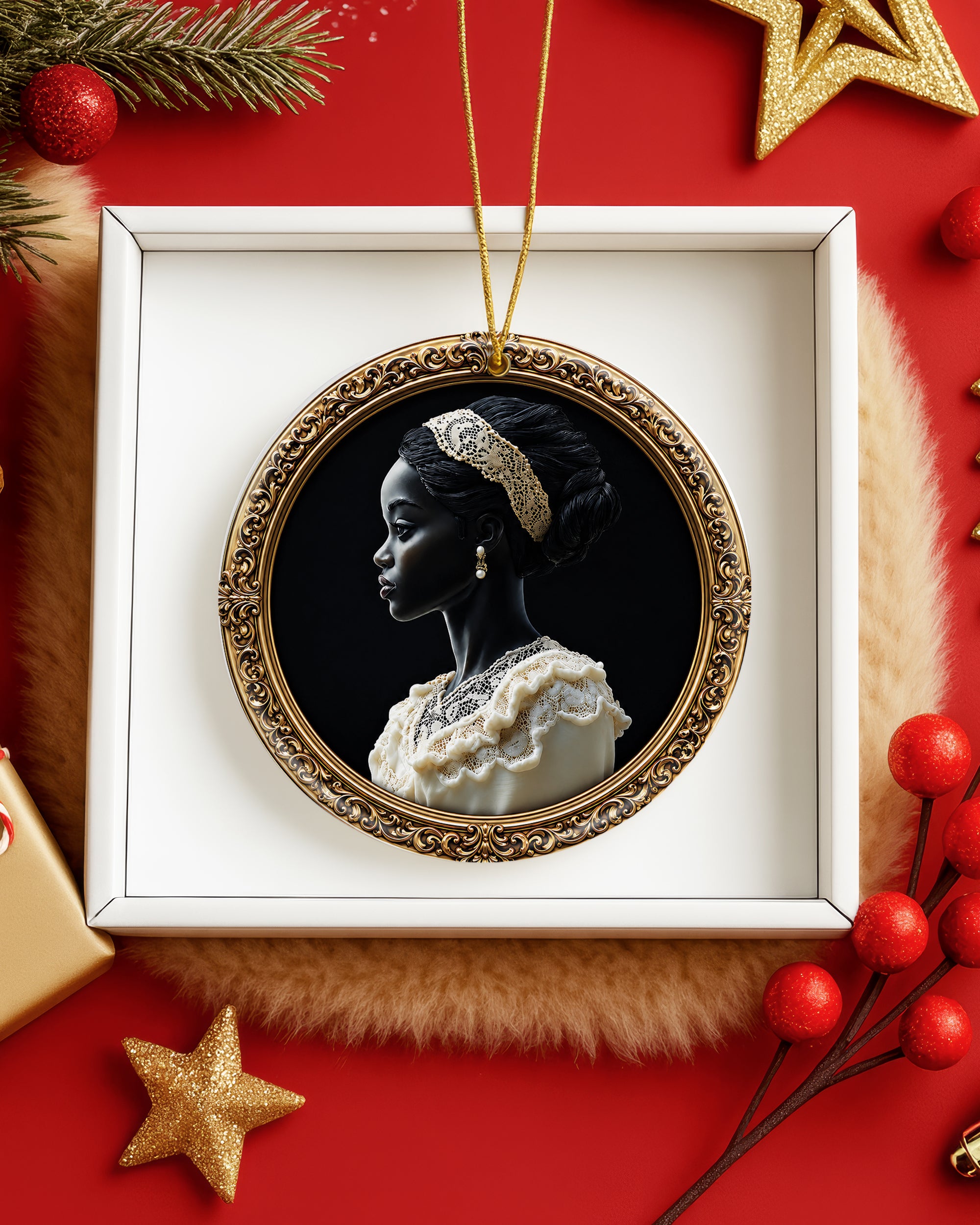 Black Queen Christmas Ornament - African American Heritage Keepsake