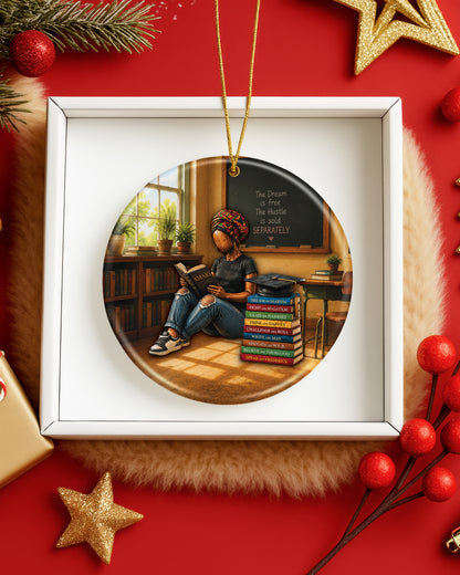 Black Woman Book Lover Christmas Ornament – Dream & Hustle