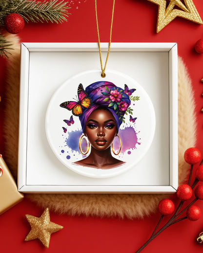 Black Queen Heritage Ornament - African American Woman Christmas Ornament