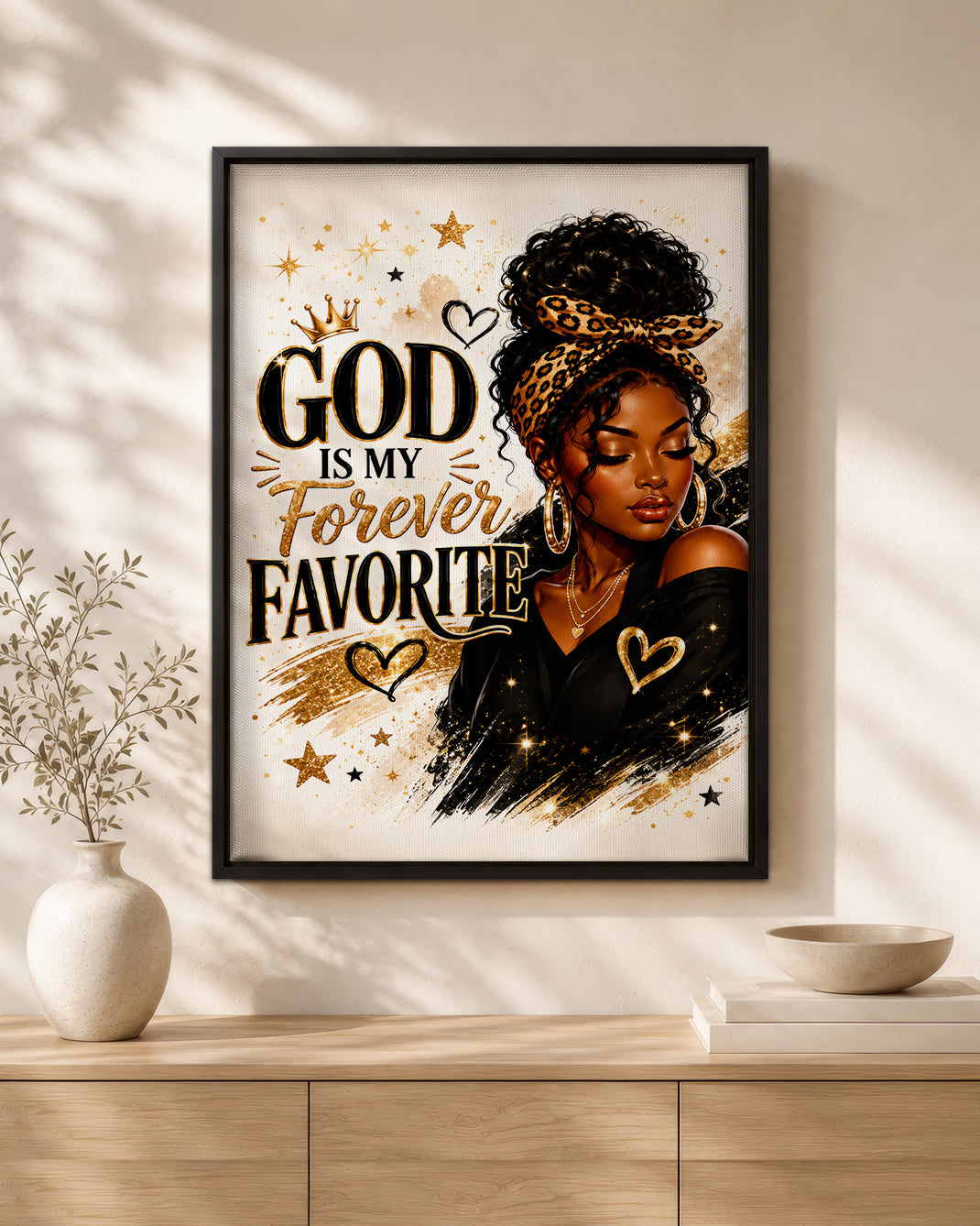 God Is My Forever Favorite Canvas Wall Art - Black Christian Home Decor