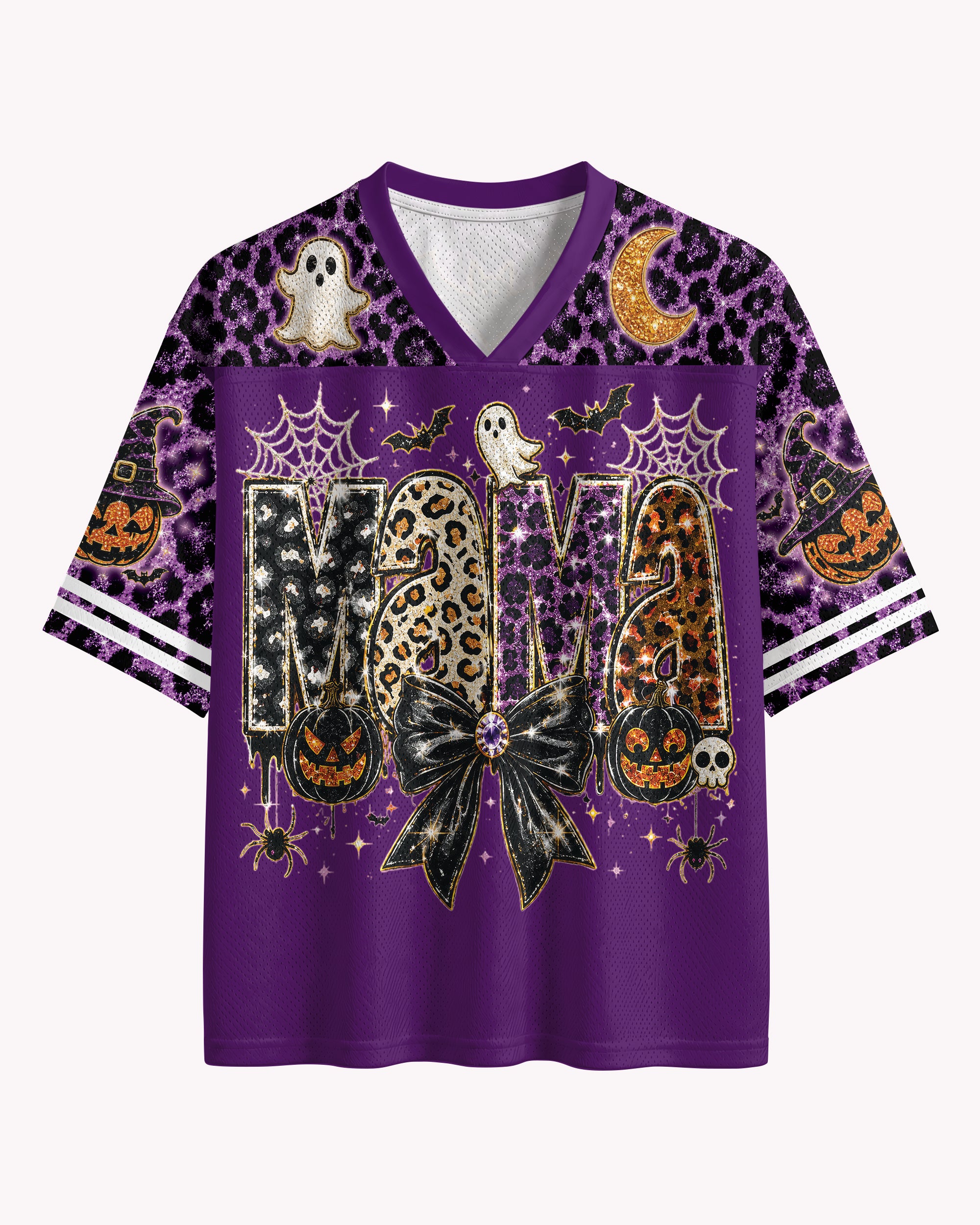 Black Culture Halloween MAMA Football Jersey – Purple Leopard Spooky Streetwear