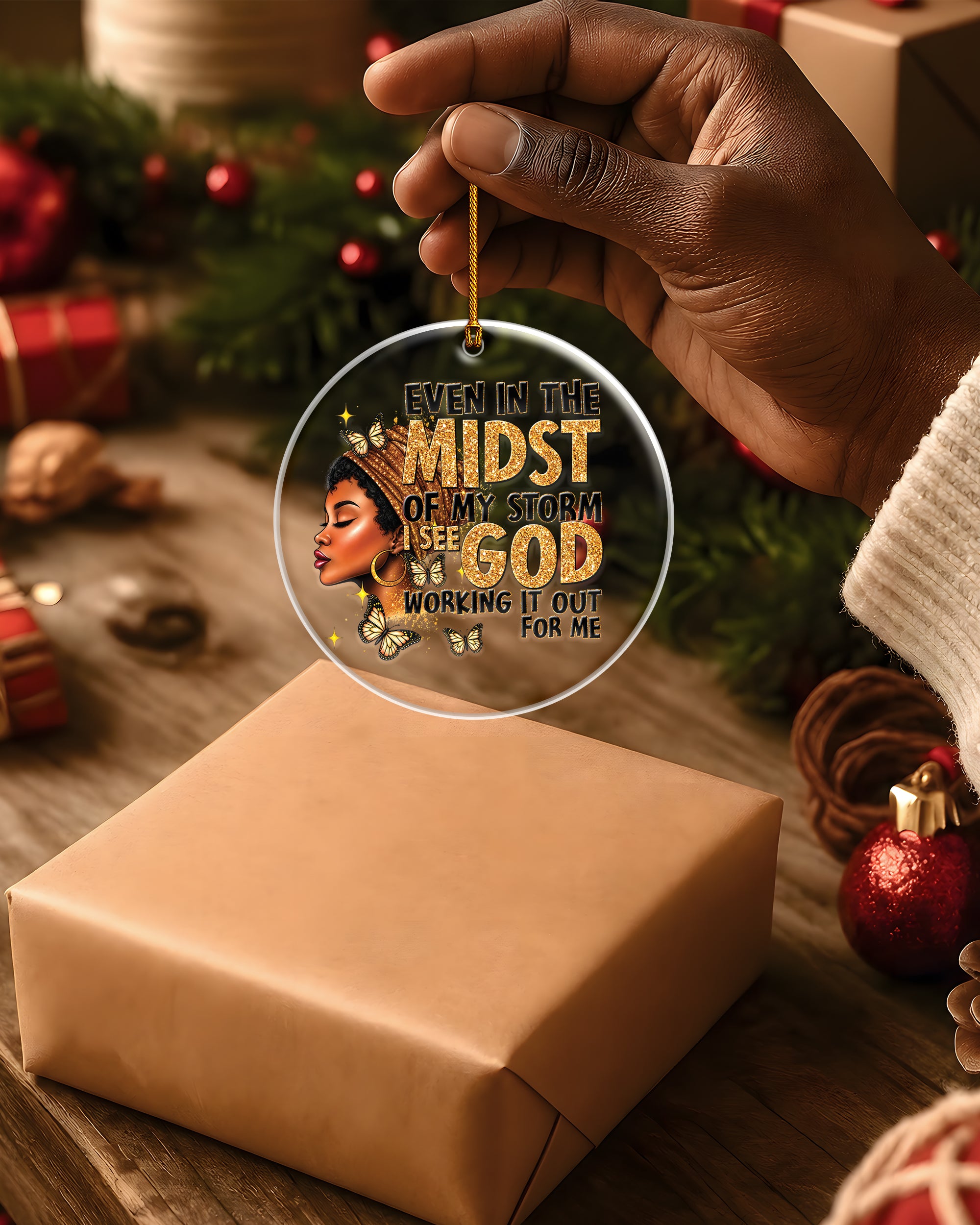 Custom African American Faith & Wisdom Acrylic Ornament