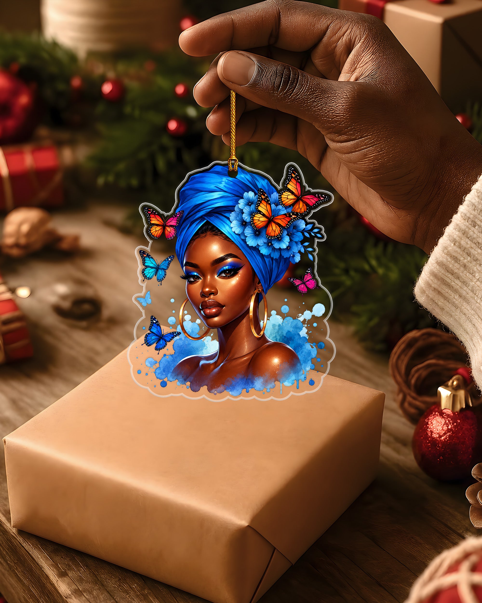 Royal Melanin Ornament - Black Woman Holiday Tree Decor