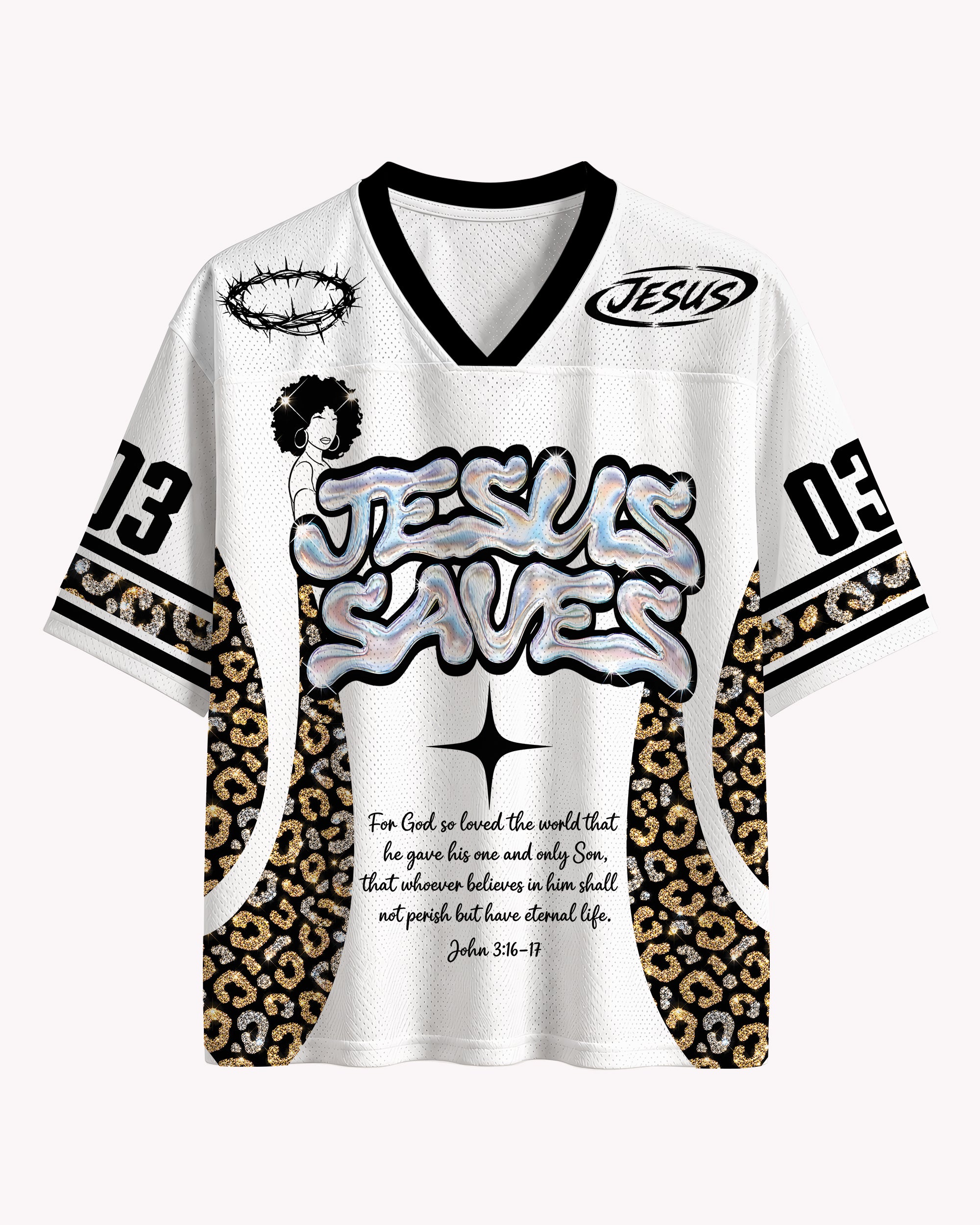 Jesus John 3:16 Faith Football Jersey – Black Heritage Christian Streetwear