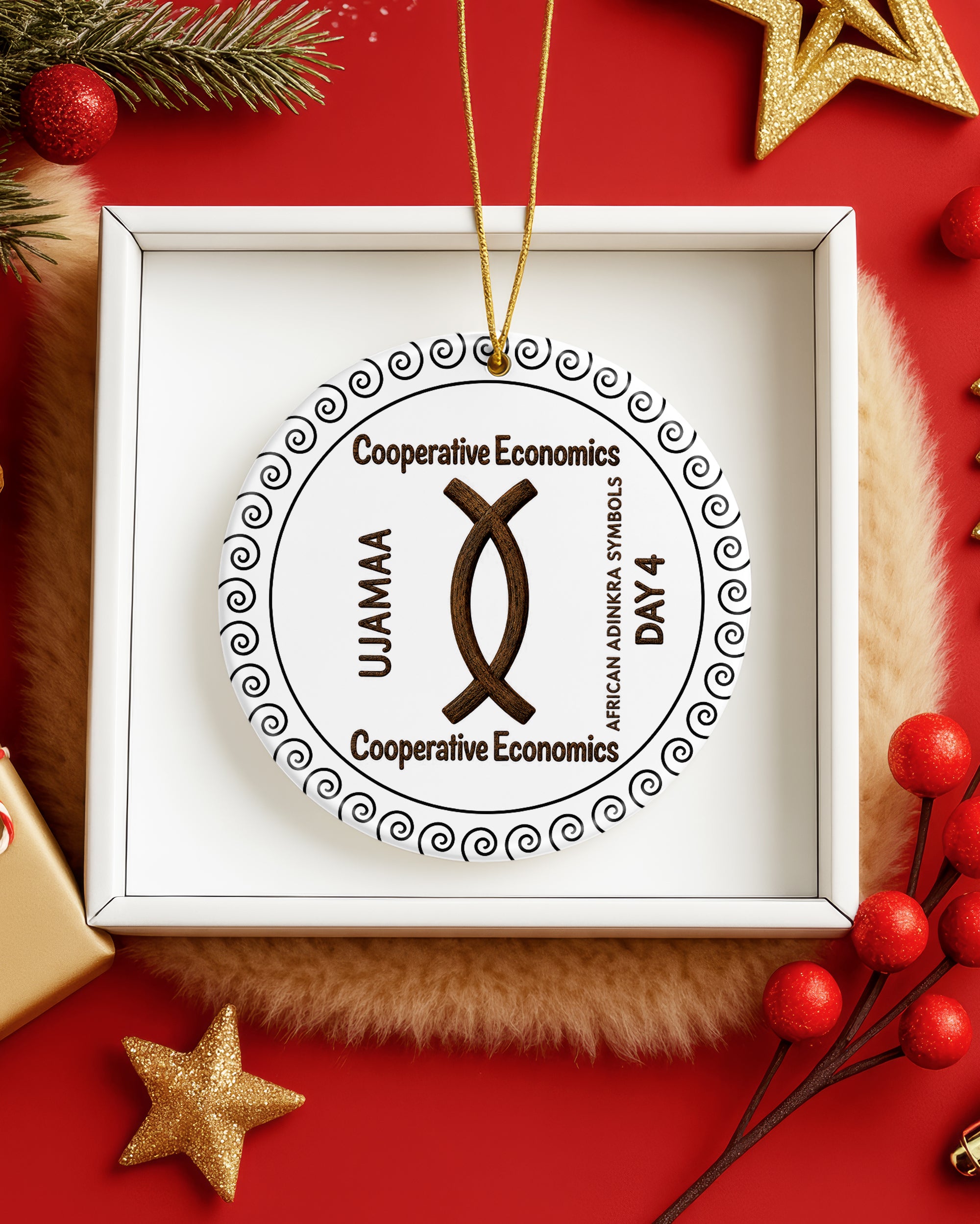 Ujamaa Adinkra Symbol Ornament - African Heritage Christmas Keepsake