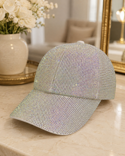 White Sparkle Rhinestone Cap – Empower Black Culture, Bold Style