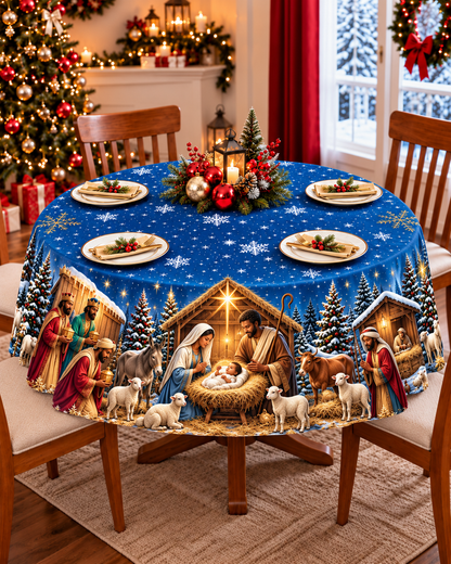 [Collection] Black Nativity Christmas Tablecloth – Jesus Birth Scene Decor
