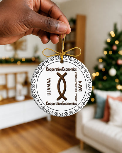 Ujamaa Adinkra Symbol Ornament - African Heritage Christmas Keepsake