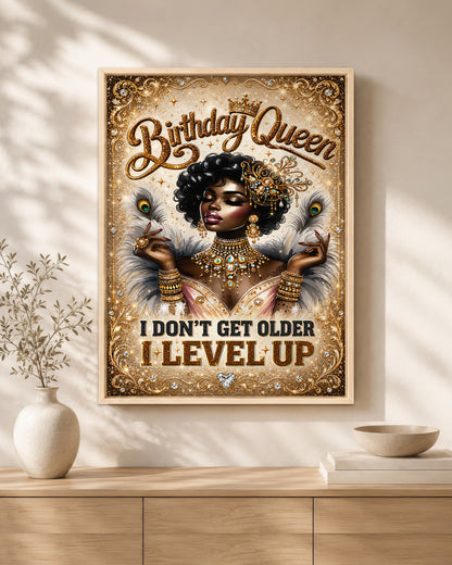 Royal Birthday Queen Canvas - Black Beauty Celebration Artwork