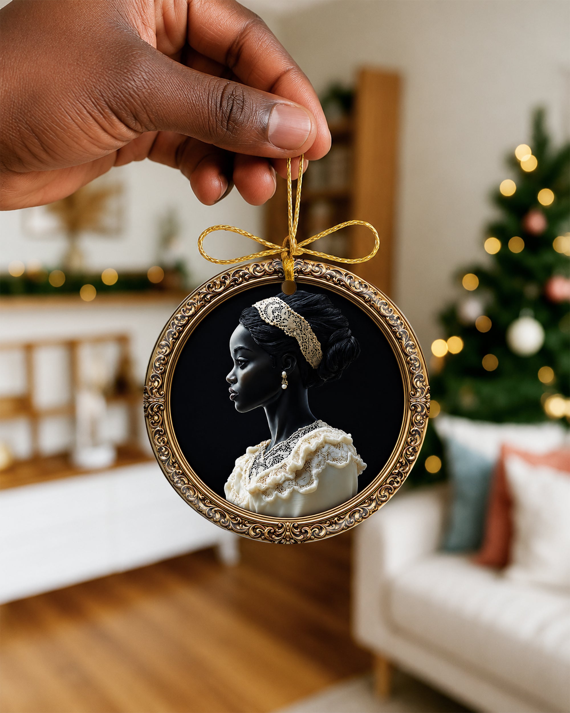 Black Queen Christmas Ornament - African American Heritage Keepsake