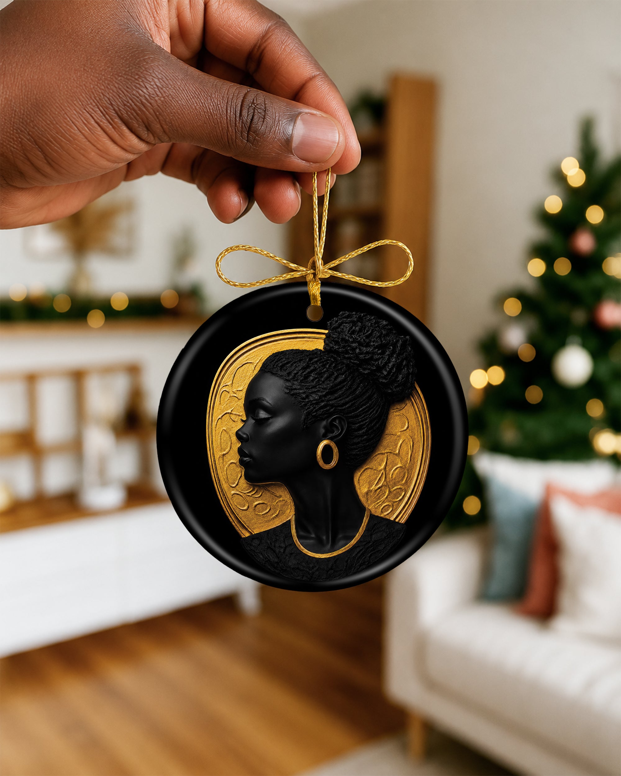 Black Queen Heritage Ornament - Black Woman Luxury Christmas Ornament