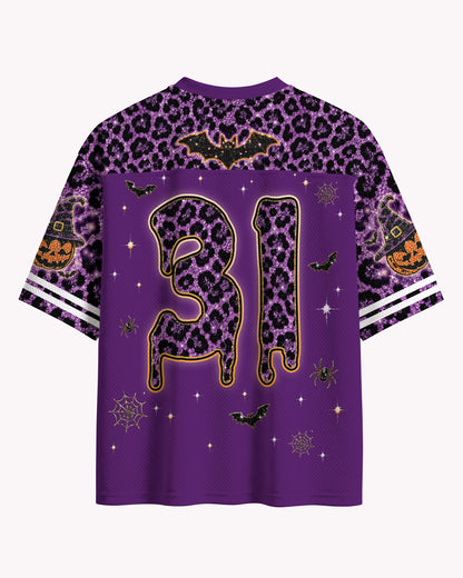 Black Culture Halloween MAMA Football Jersey – Purple Leopard Spooky Streetwear