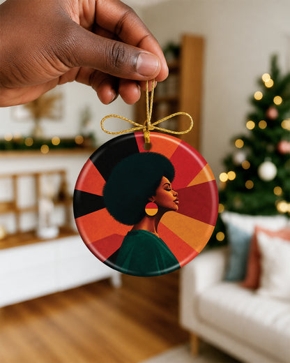 Black Queen Natural Hair Ornament - African American Christmas Keepsake